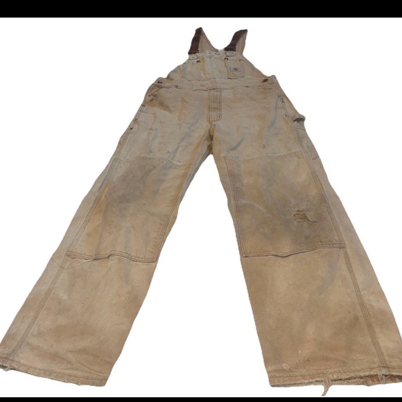 Carhartt Other - Carhartt Duck Bib Overalls Mens 38x32 Brown Double Knee Workwear Carpenter